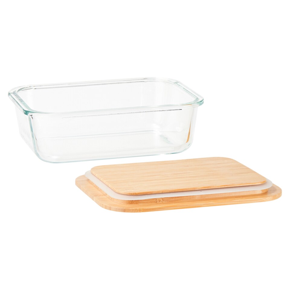 image 1 of Tesco Glass Food Storage Bamboo Lid 1L