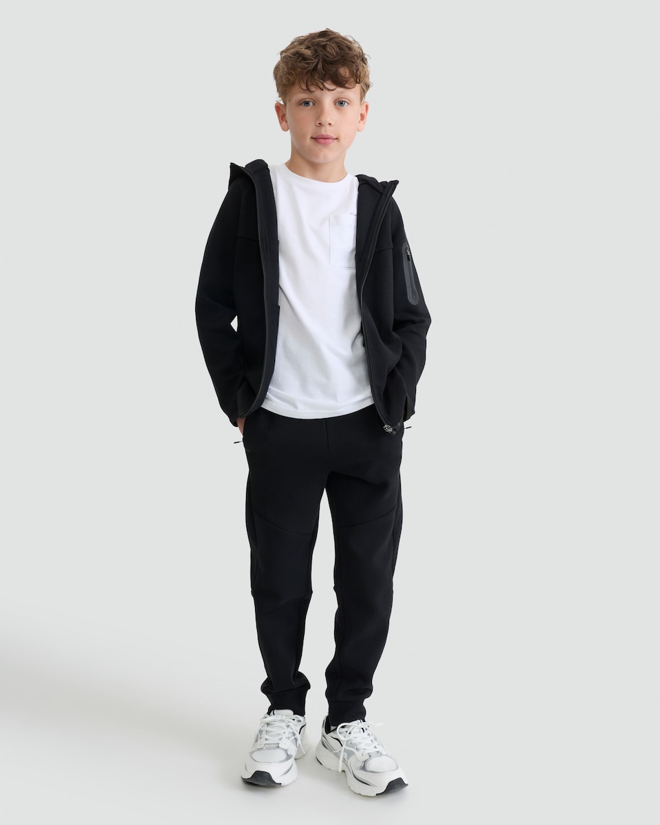 image 1 of F&F Active Cotton Rich Zip Up Hoodie in Black