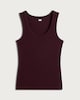 image 4 of F&F Cotton Rich Ribbed Scoop Neck Vest in Burgundy