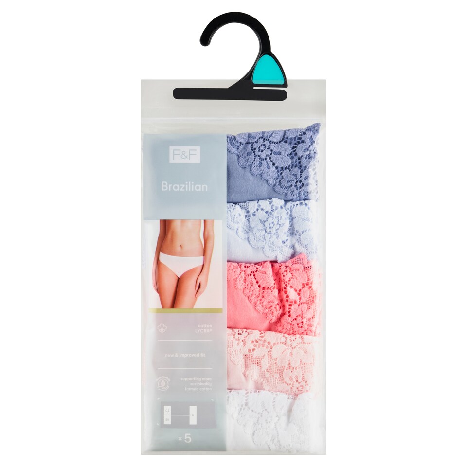 image 1 of F&F 5 pack Brief Brazilian Lace Blue 12