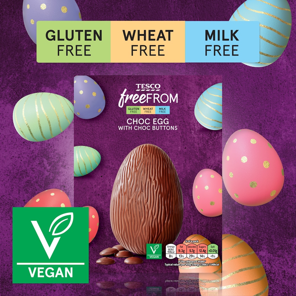 image 1 of Tesco Free From Chocolate Egg With Buttons 115G
