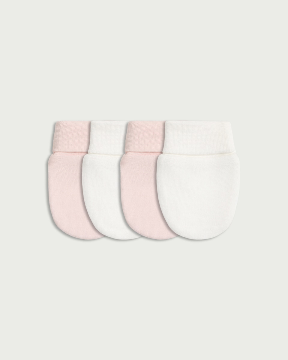 F&F Baby 2-Pack Pure Cotton Scratch Mittens in Pink