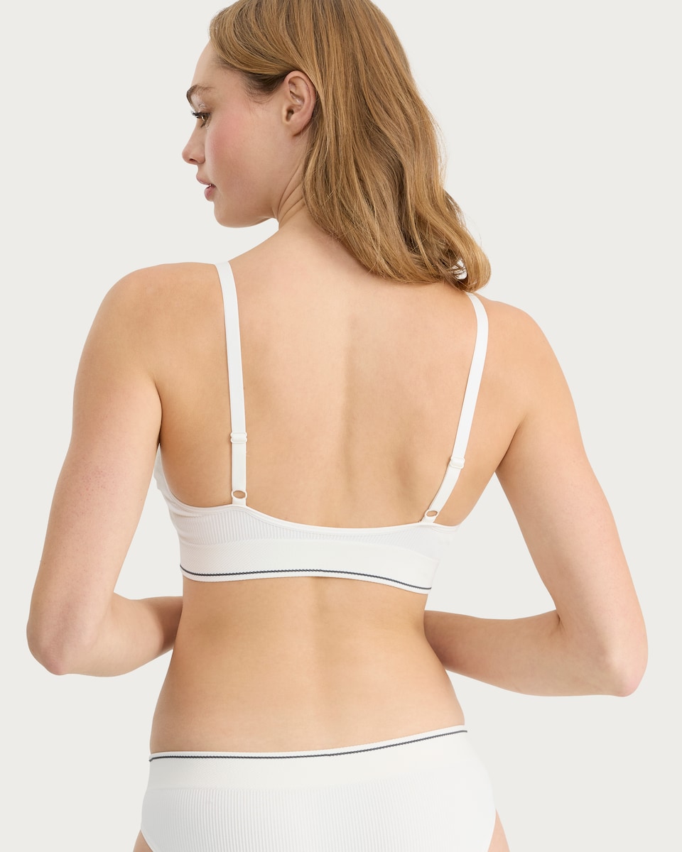image 1 of F&F 2-Pack Ribbed Non Wired Bralette in White