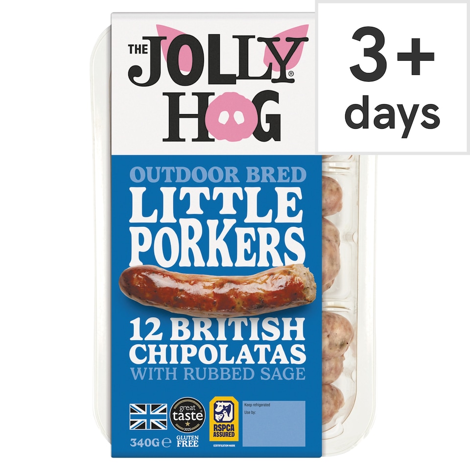 Jolly Hog 12 British Chipolatas Gluten Free 340G