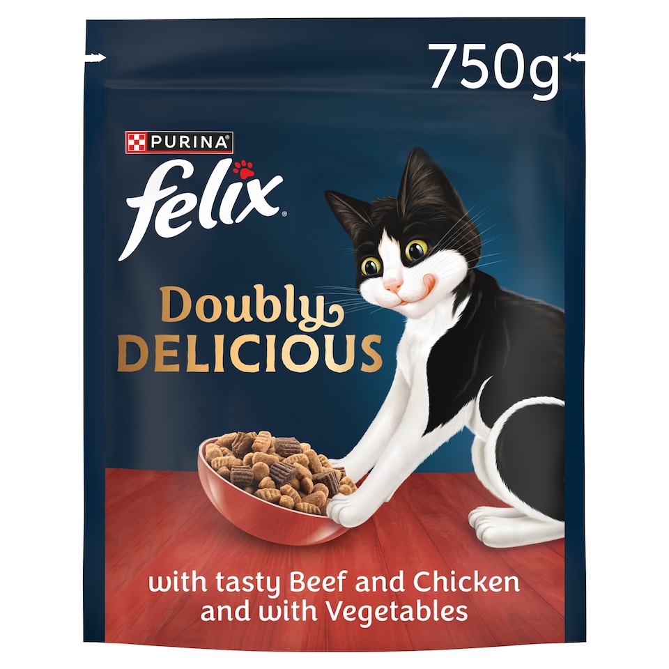 image 1 of FELIX Doubly Delicious Beef, Chicken & Veg Dry Cat Food 750g