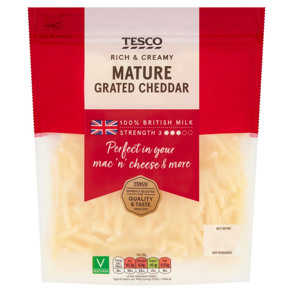 Tesco British Mature Grated Cheddar Cheese 250 G