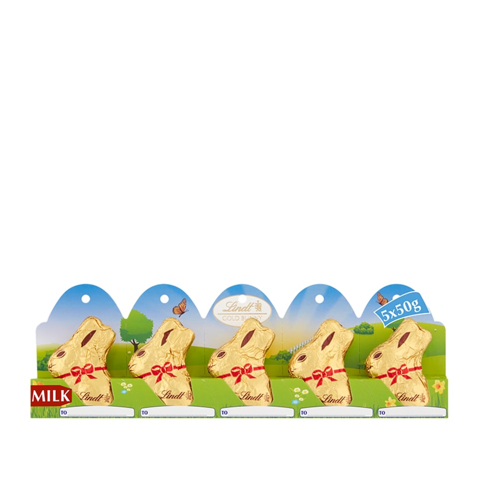 image 1 of Lindt Gold Milk Chocolate Easter Bunny 5 X 10G