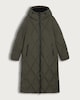 image 5 of F&F Quilted Longline Shower Resistant Zip Up Coat in Khaki