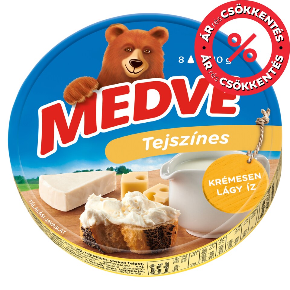 Medve tejszínes kenhető, félzsíros ömlesztett sajt 8 x 17,5 g (140 g)
