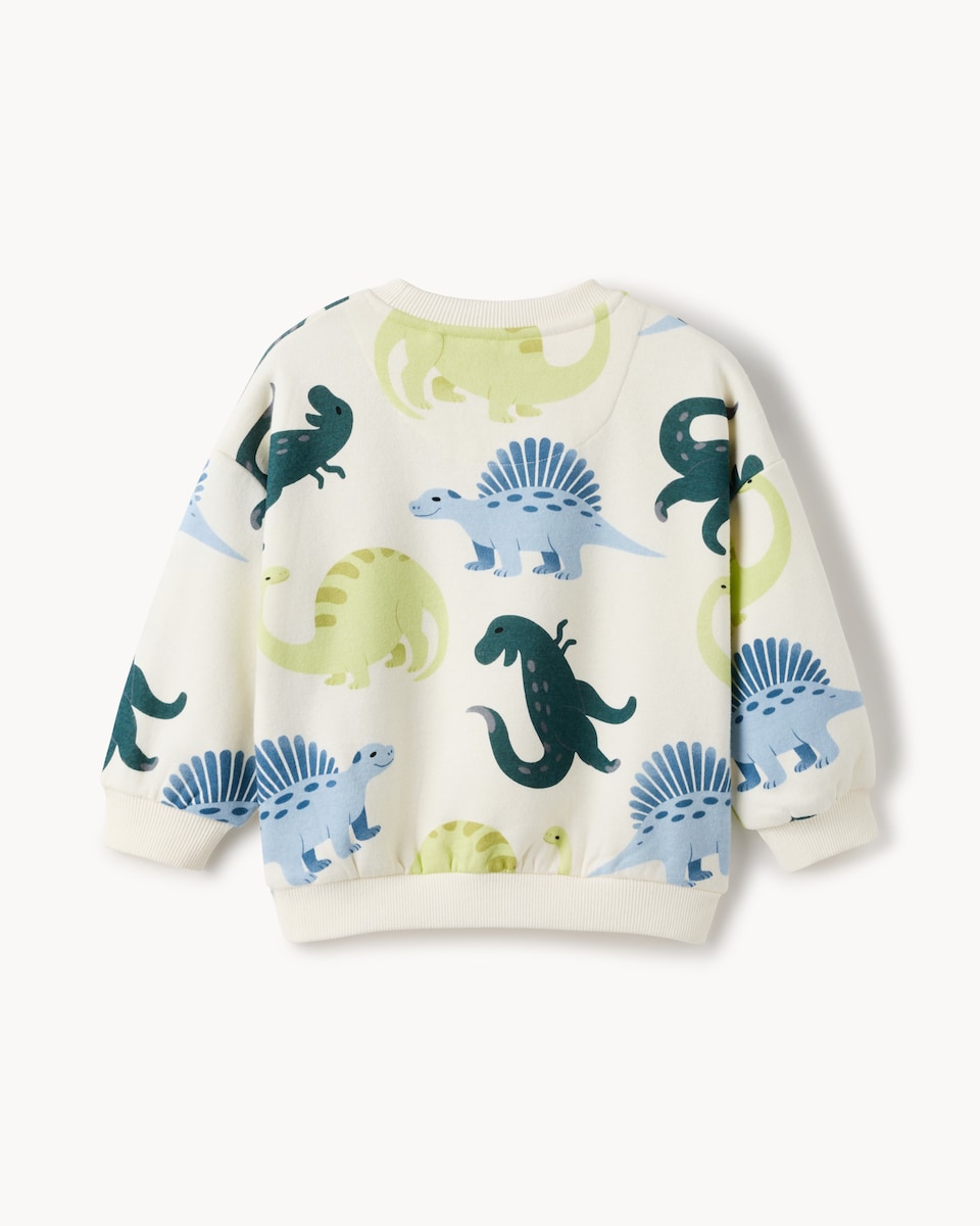 image 1 of F&F Boys Cotton Rich Dinosaur Sweatshirt in Multi