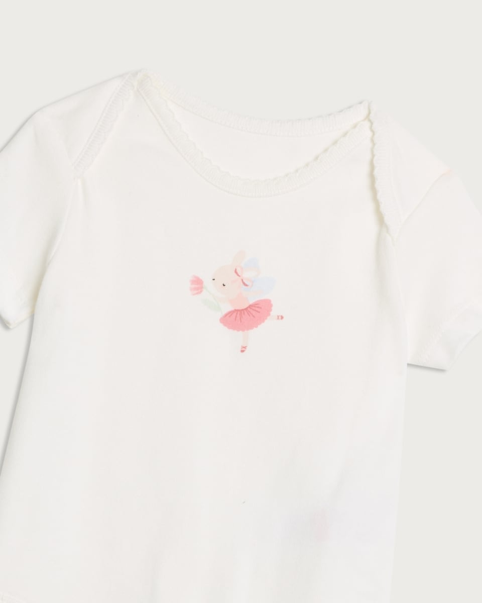 image 1 of F&F Baby 5-Pack Pure Cotton Floral Printed Short Sleeved Bodysuits in Yellow