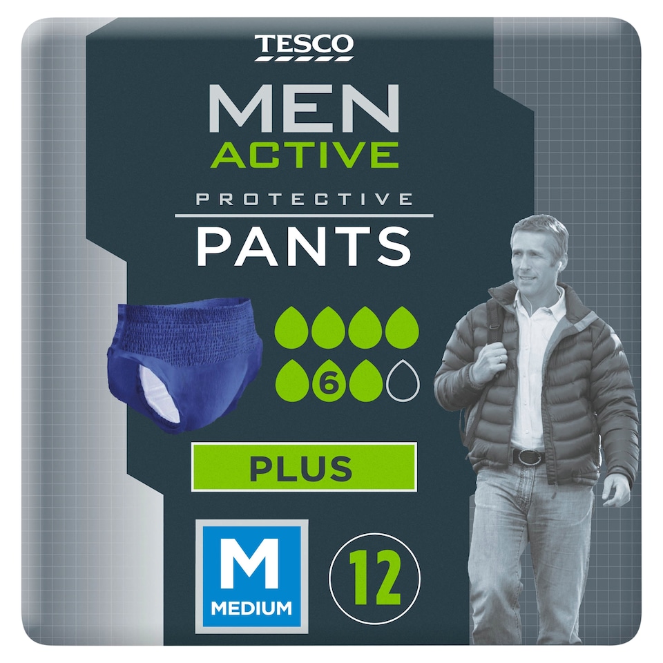 image 1 of Tesco Men Active Protective Pants Plus Medium 12 Pack