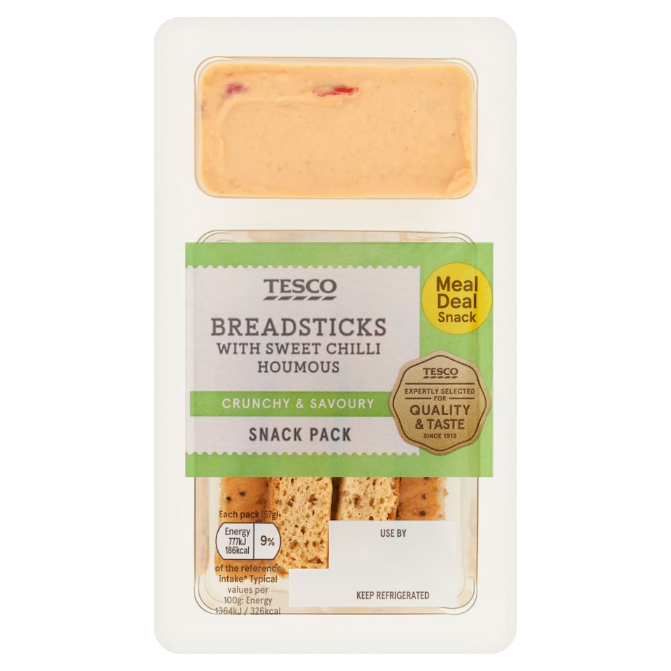 Tesco Sweet Chilli Houmous & Breadsticks 57G