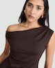 image 1 of F&F Polyamide Asymmetric Neck Sleeveless Top in Chocolate
