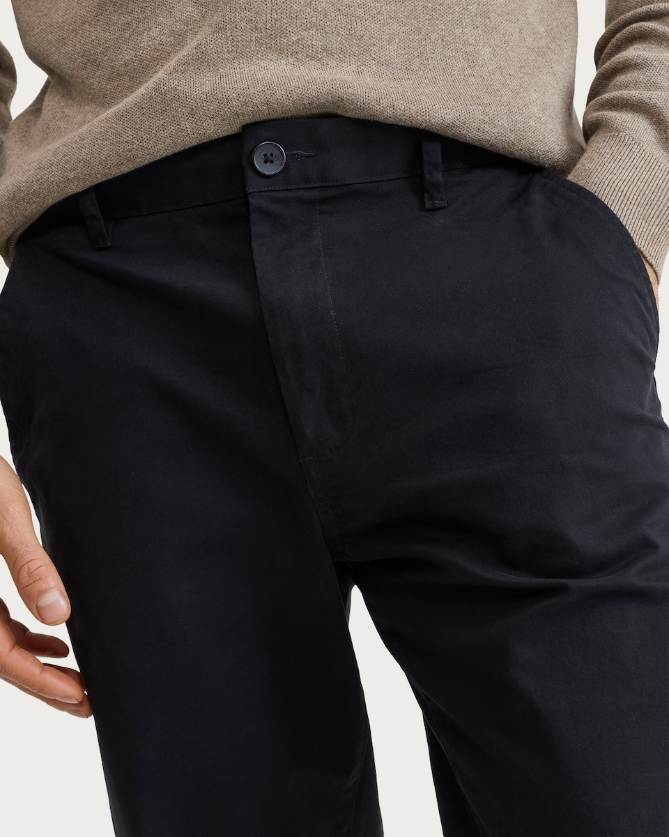 image 1 of F&F Cotton Rich Slim Fit Chino Trousers in Black