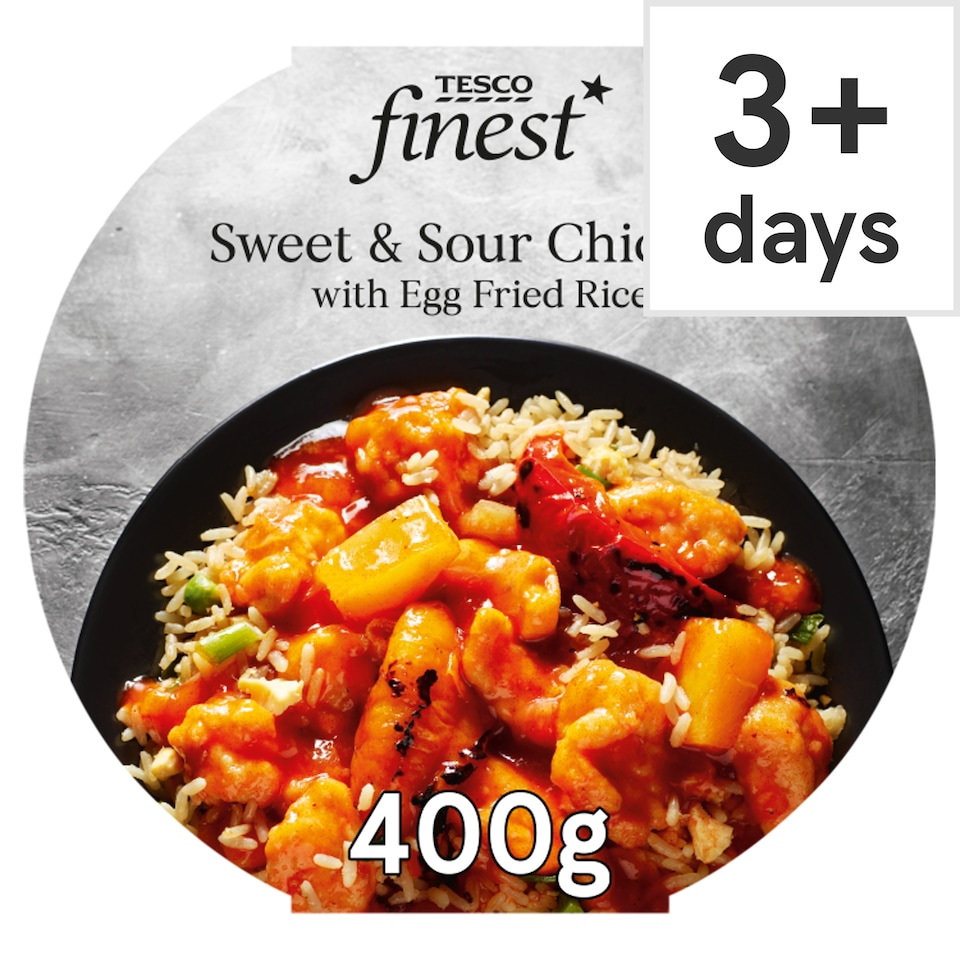 Tesco Finest Sweet & Sour Chicken & Egg Fried Rice 400G
