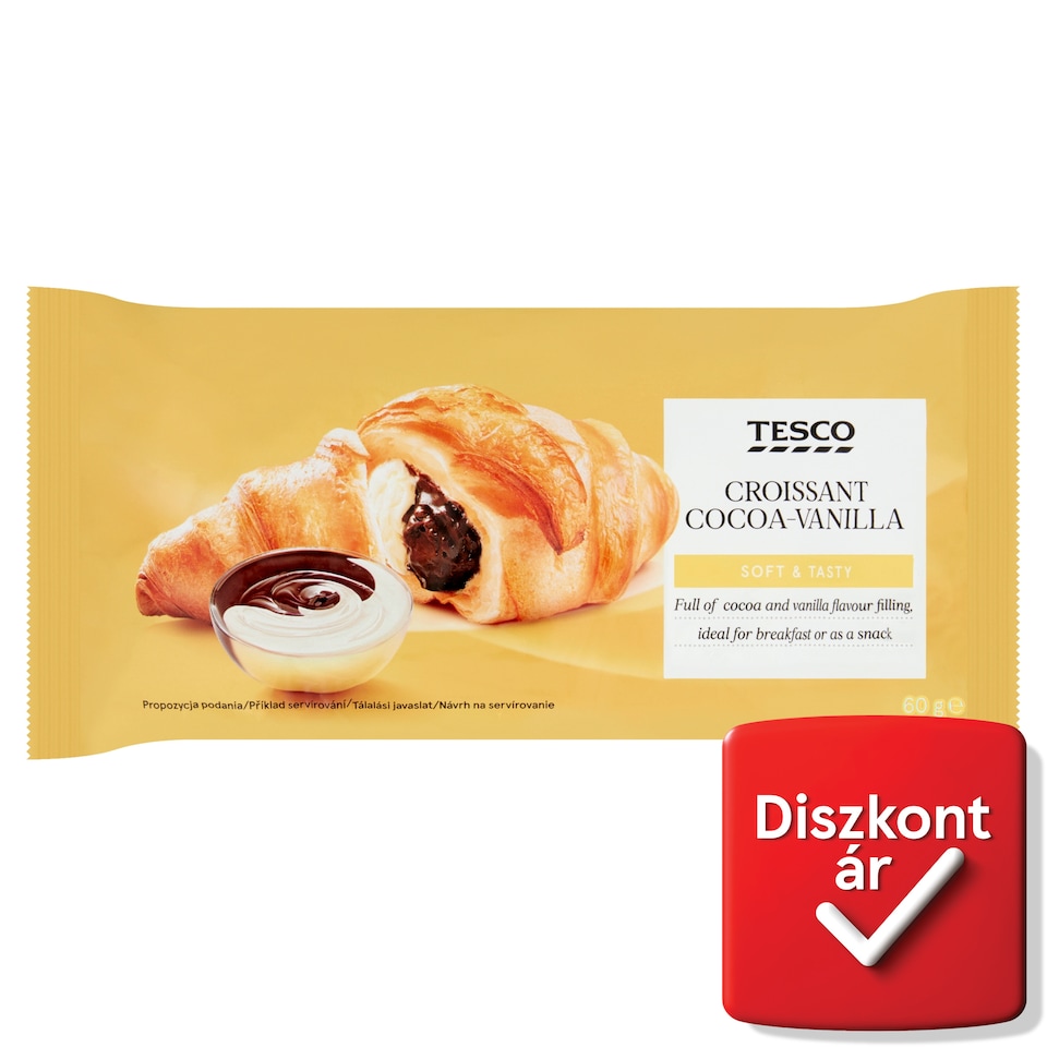 Tesco croissant kakaós és vaníliaízű töltelékkel 60 g