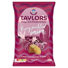 Taylors Fiery Pickled Onion Flavour Ridge Cut Potato Crisps 150g