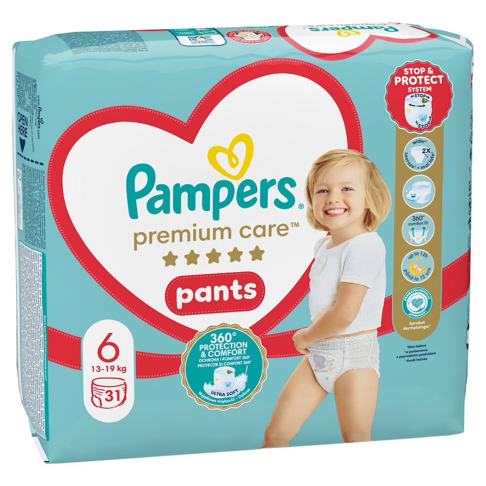 obrázok 1 z Pampers Premium Care plienkové nohavičky veľkosť 6, 31 plienok, 13kg-19kg