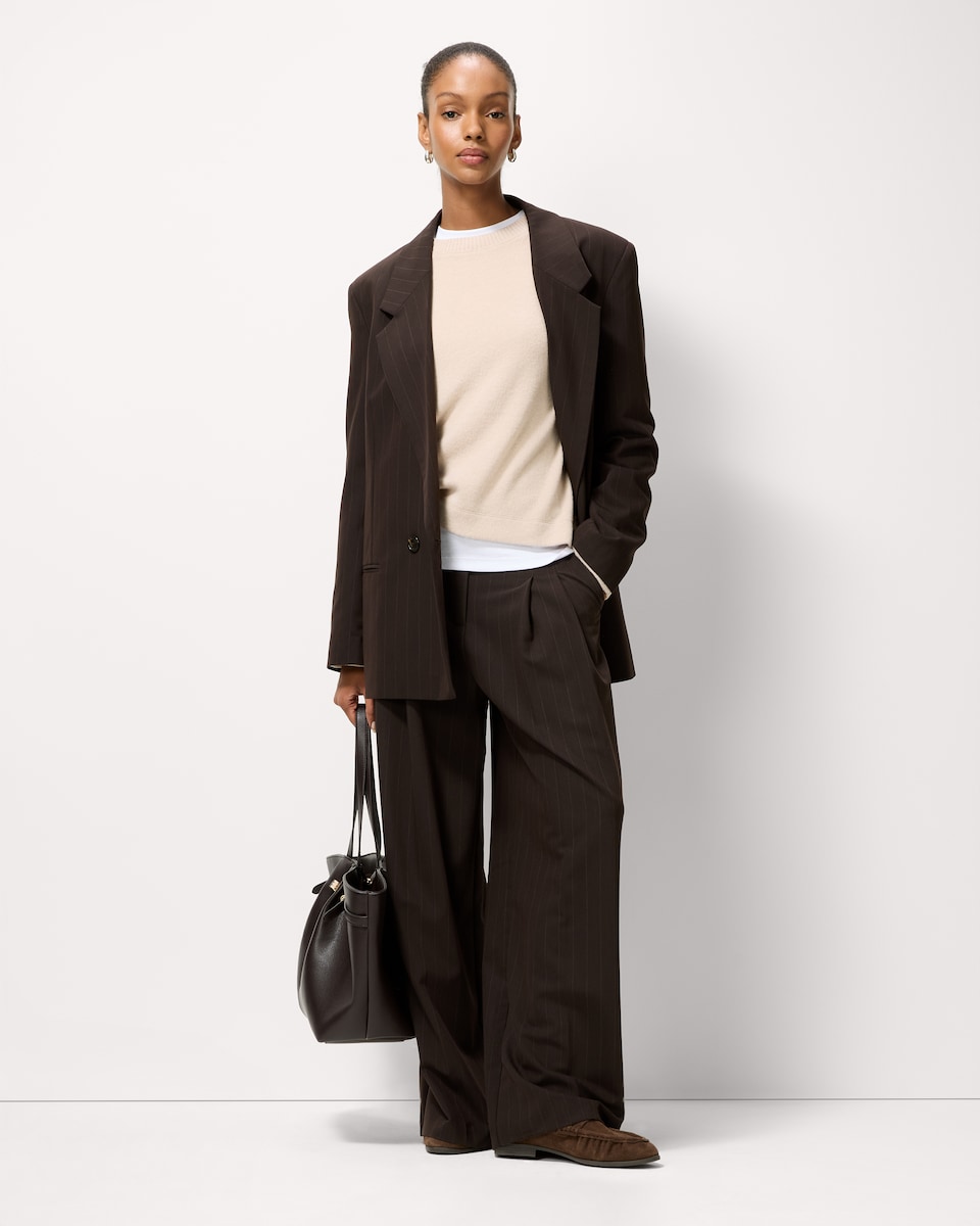image 1 of F&F Brushed Dropped Shoulder Long Sleeved Top in Neutral