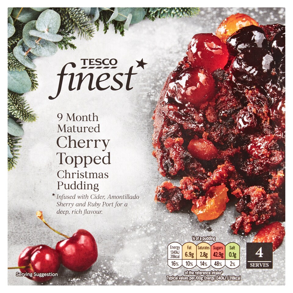Tesco Finest Cherry Topped Christmas Pudding 400G