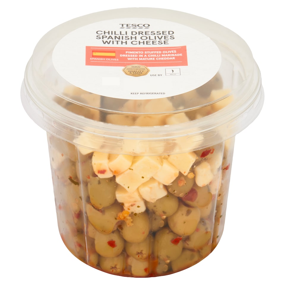 Tesco Chilli Dressed Spanish Olives with Cheese 420g