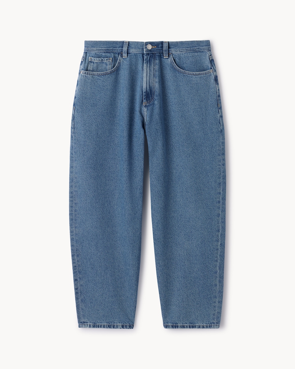image 1 of F&F Barrel Leg Jeans in Blue