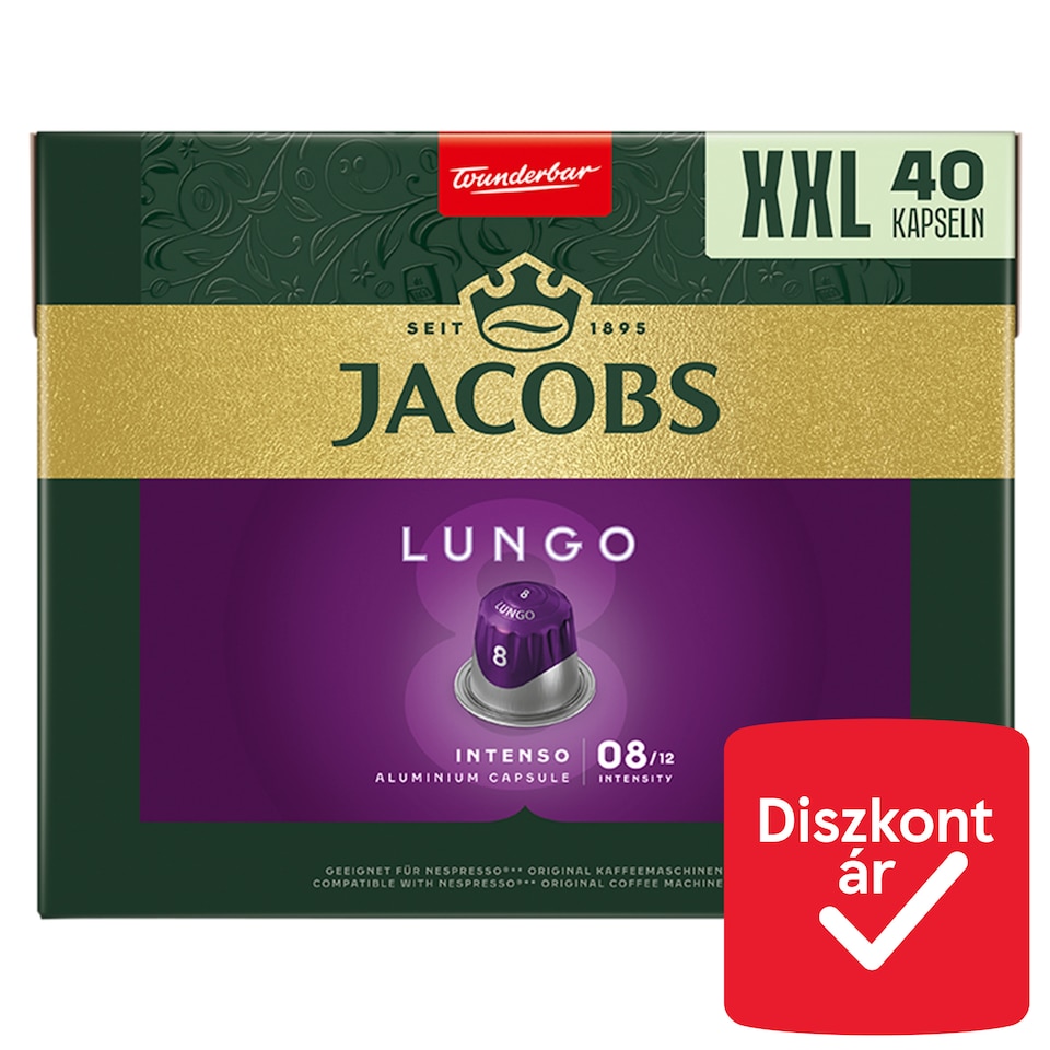 Jacobs Lungo Intenso őrölt-pörkölt kávé kapszulában 40 db 208 g