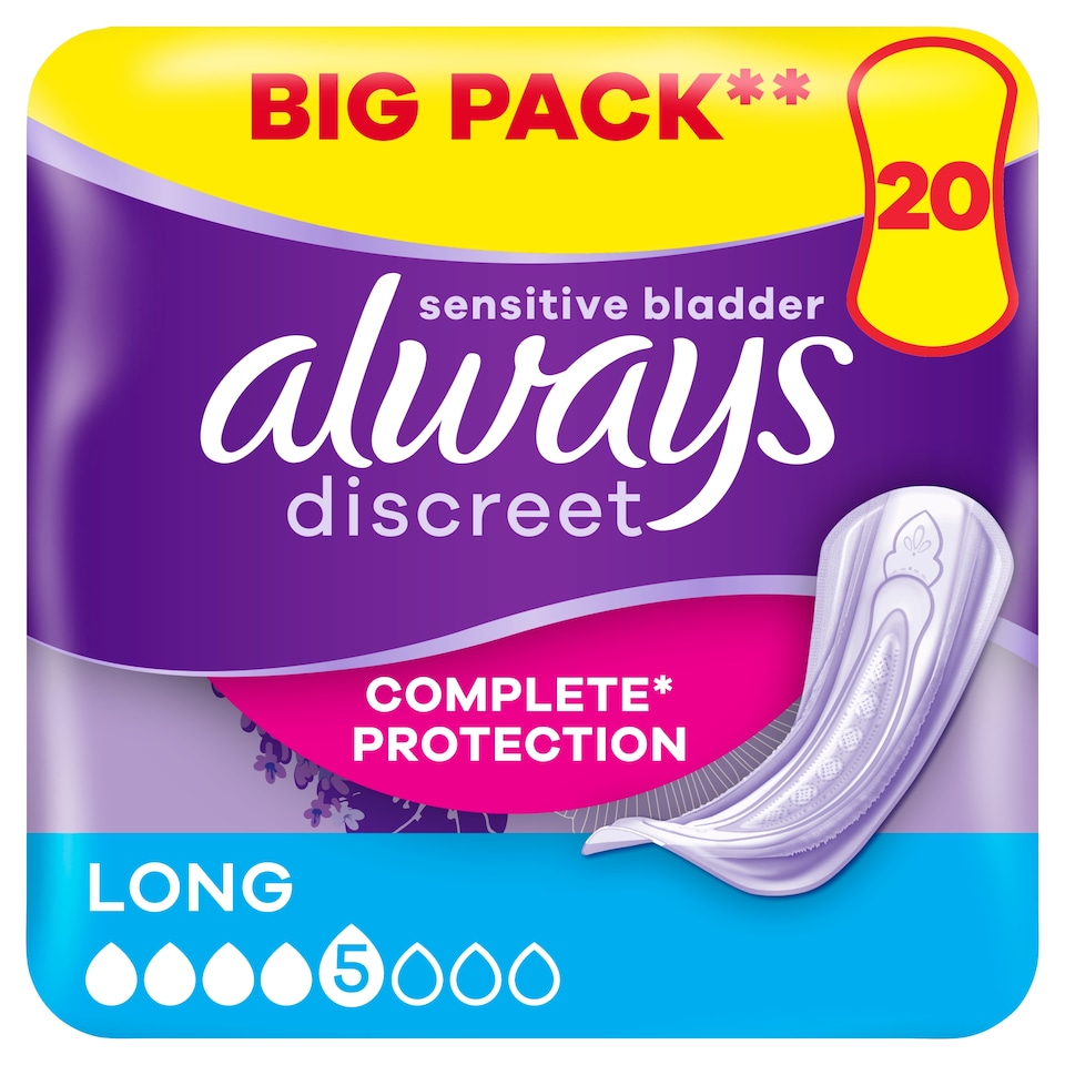 image 1 of Always Discreet Long Incontinence Pads 20 Pack