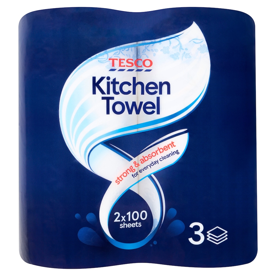 Tesco Kitchen Towel 3 Ply 2 Rolls