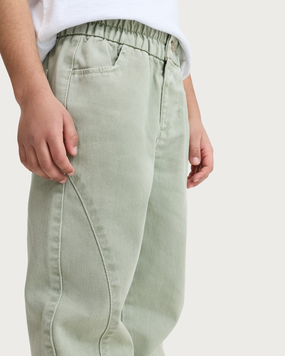 image 1 of F&F Boys Pure Cotton Seam Detail Trousers in Green