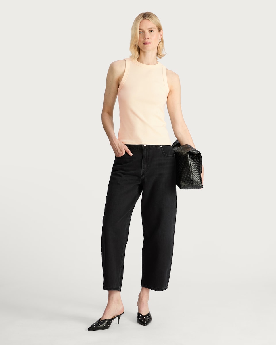 image 1 of F&F Ribbed Racer Vest in Cream