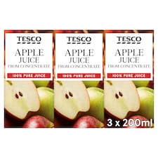 Tesco Pure Apple Juice 3X200ml