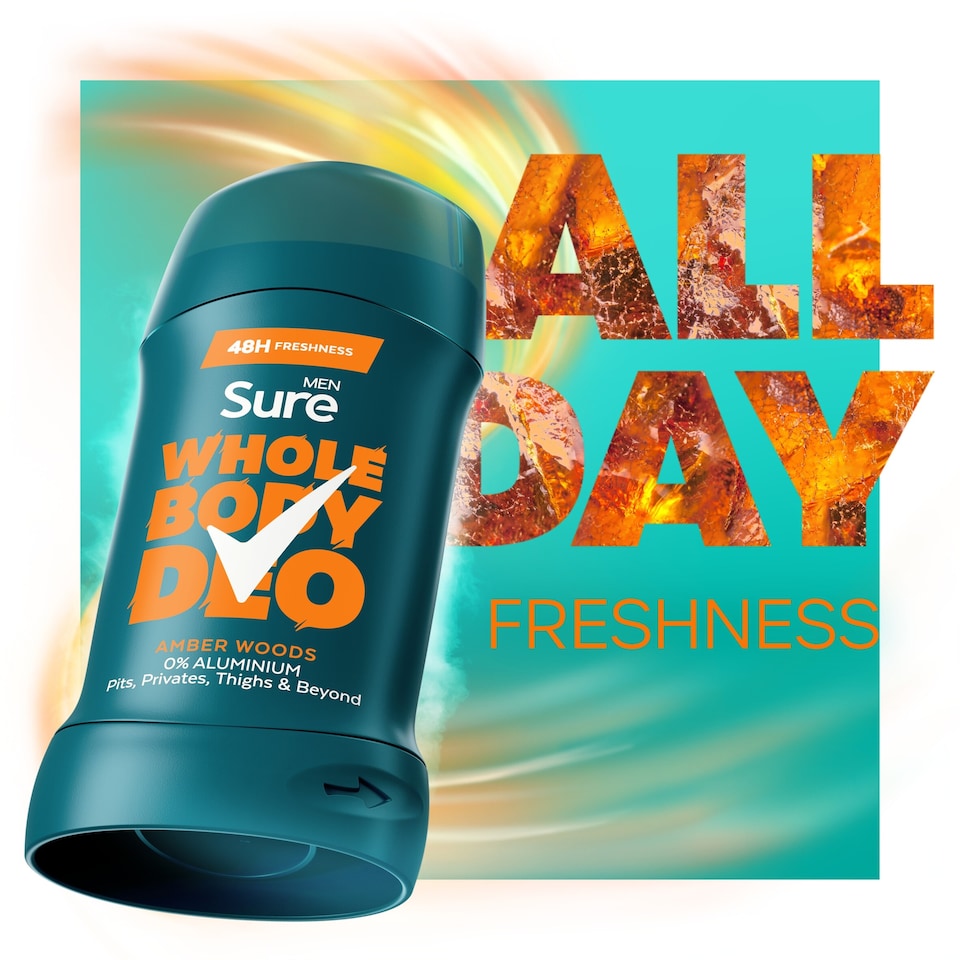 image 1 of Sure Men Amber Woods 48h Whole Body Deodorant Odour Control Stick 50ml