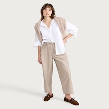 F&F Faux Leather Barrel Leg Drawstring Trousers in Med Nude
