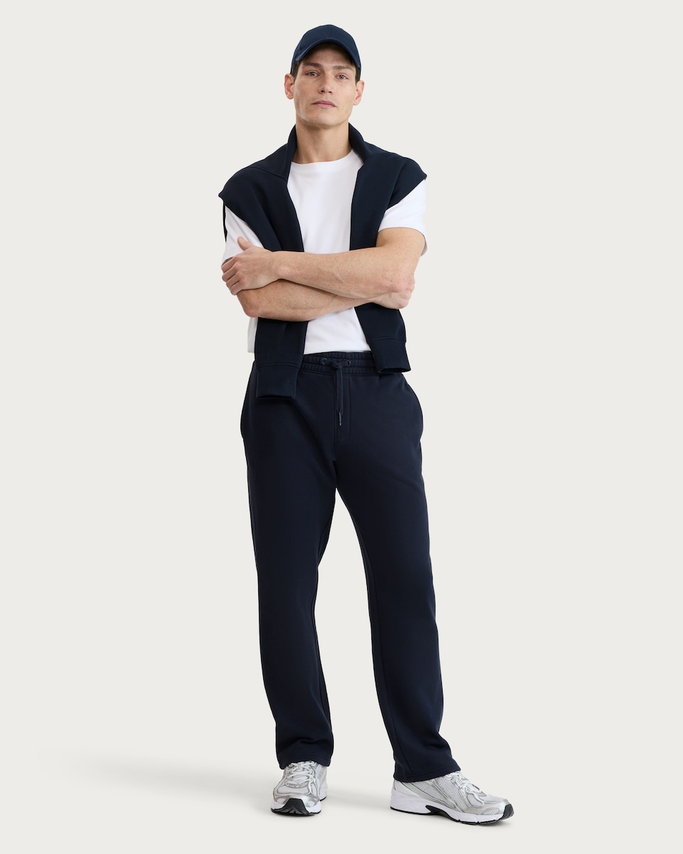 image 1 of F&F Active EVERYHOUR Cotton Rich Drawstring Open Hem Joggers in Navy