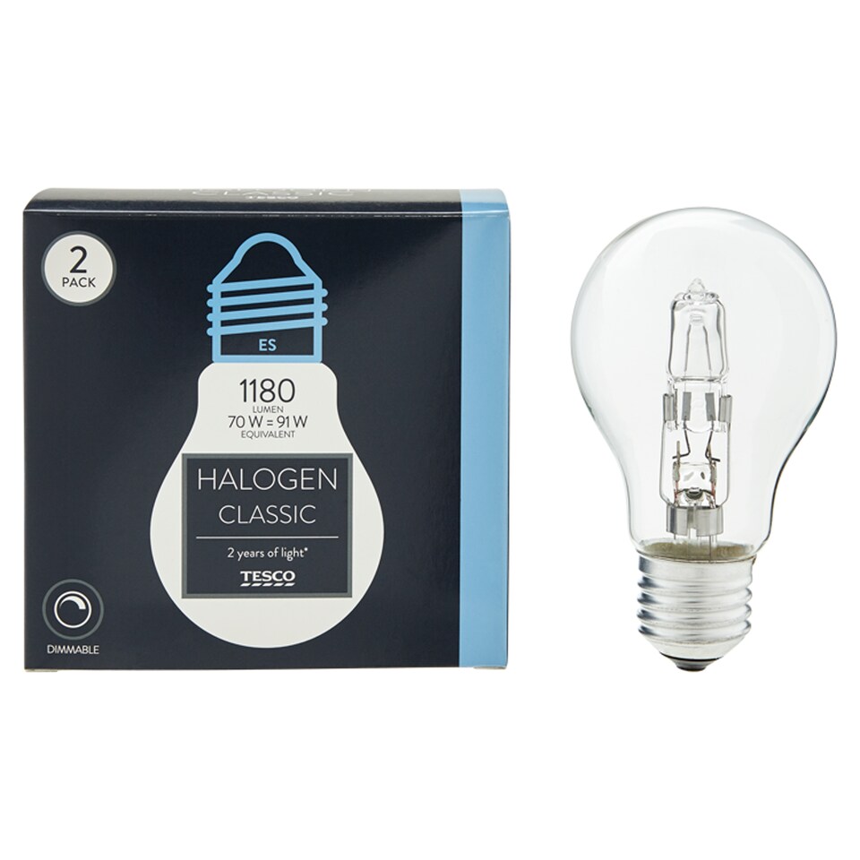 image 1 of Tesco Halogen 70W Classic Edison Screw 2 Pack