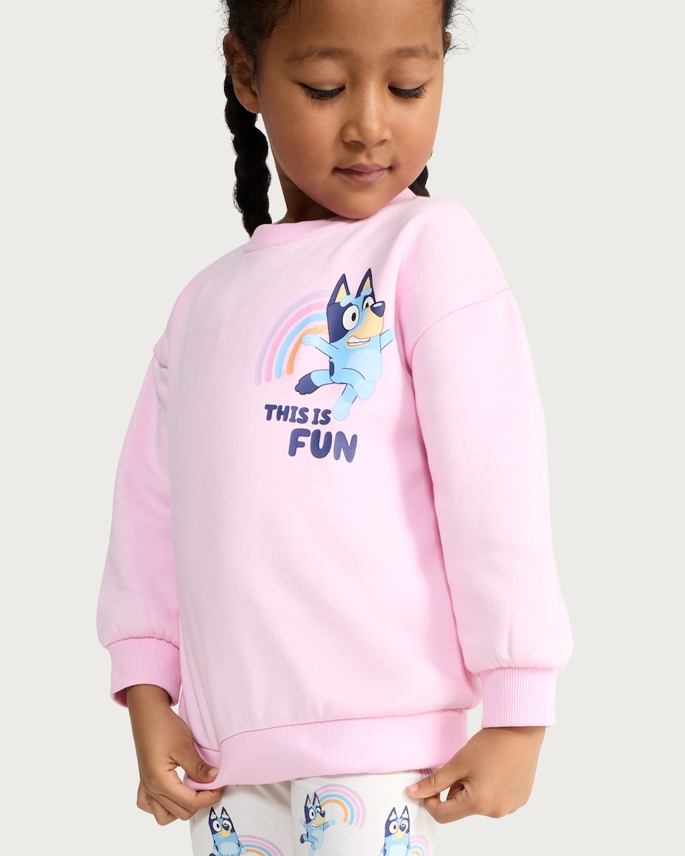 image 1 of Bluey 2-Piece Cotton Rich Sweatshirt and Leggings Set in Mlti Pink
