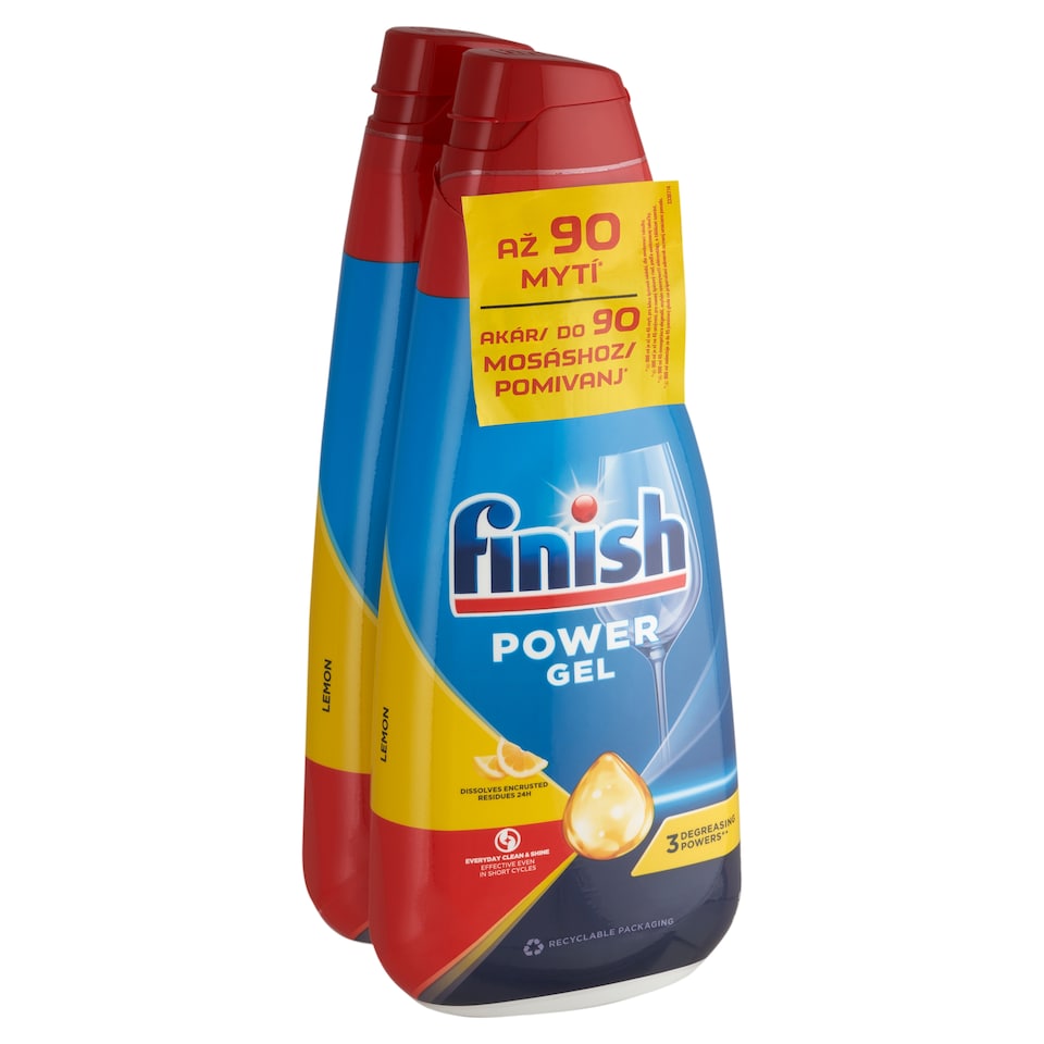Finish Power Gel Citrom gépi mosogató gél 90 mosás 2 x 900 ml