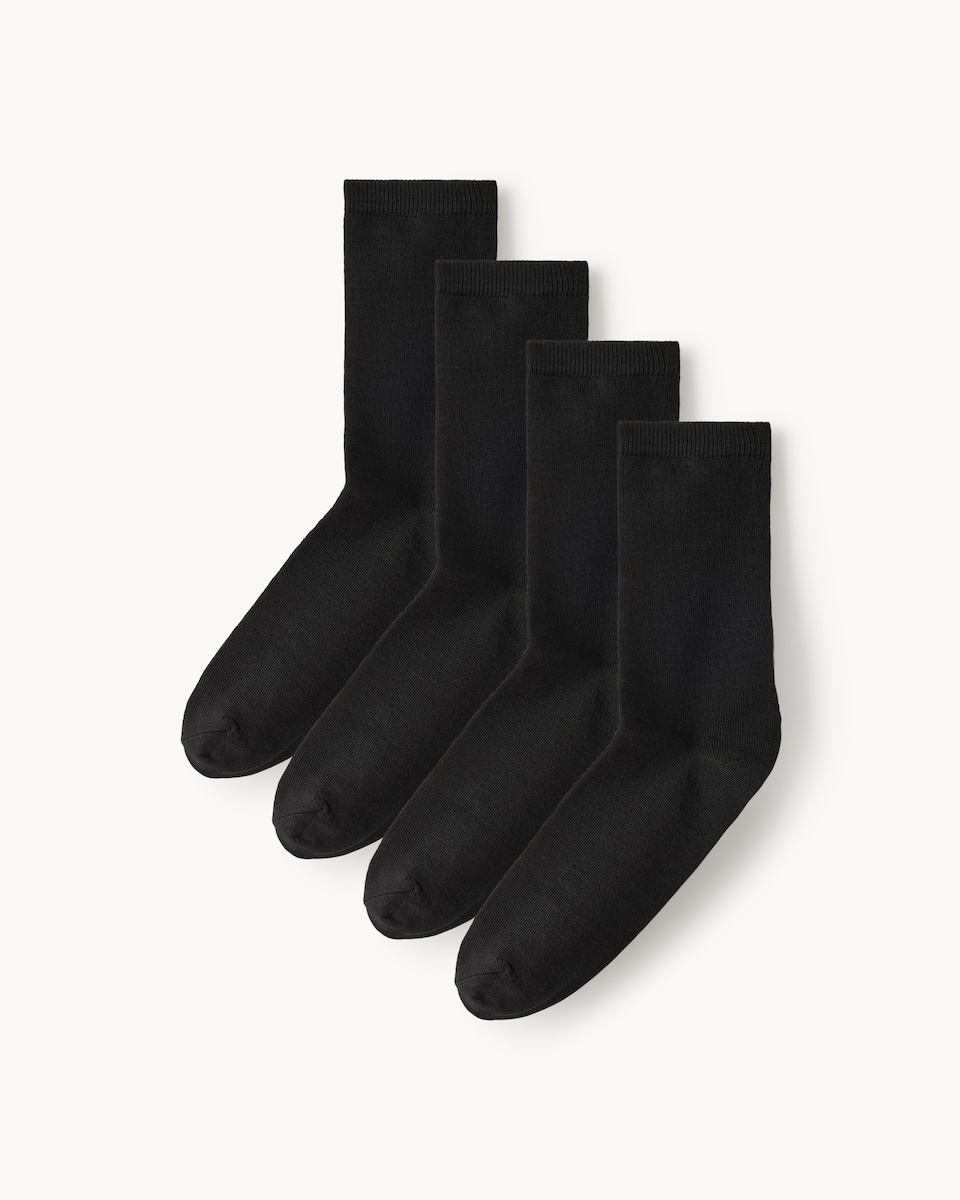 F&F 4-Pack Cotton Rich Ankle Socks in Black