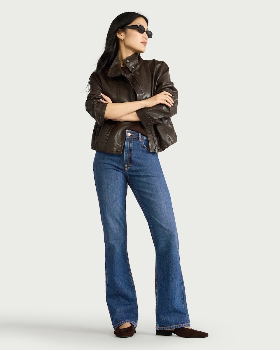 image 1 of F&F Mid Rise Bootcut Jeans in Navy