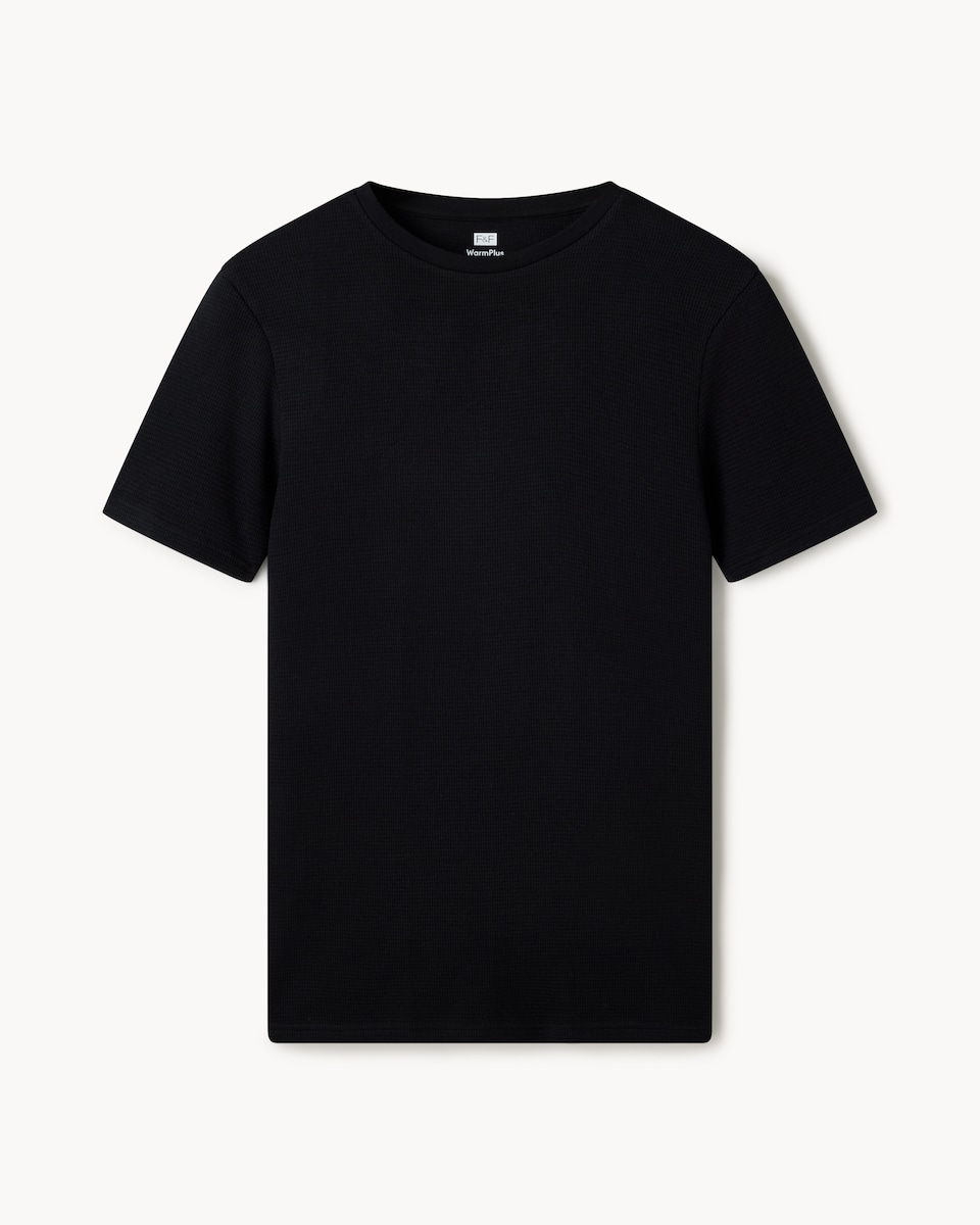 F&F WARMPLUS™ Medium Warmth Waffle Thermal Short Sleeved T-Shirt in Black