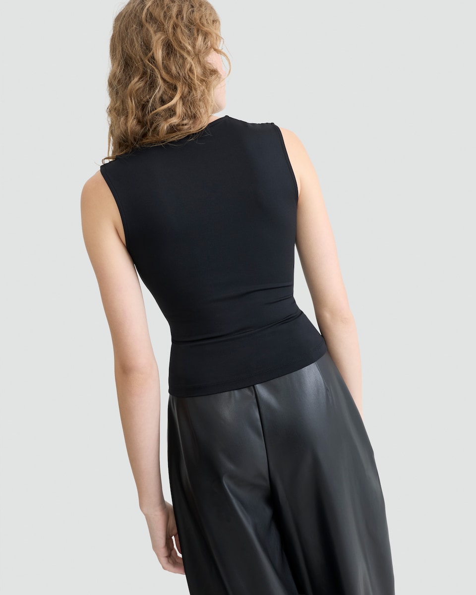 image 1 of F&F Polyamide Square Neck Sleeveless Top in Black