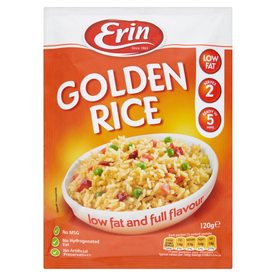 Erin Low Fat Savoury Rice Golden 120G