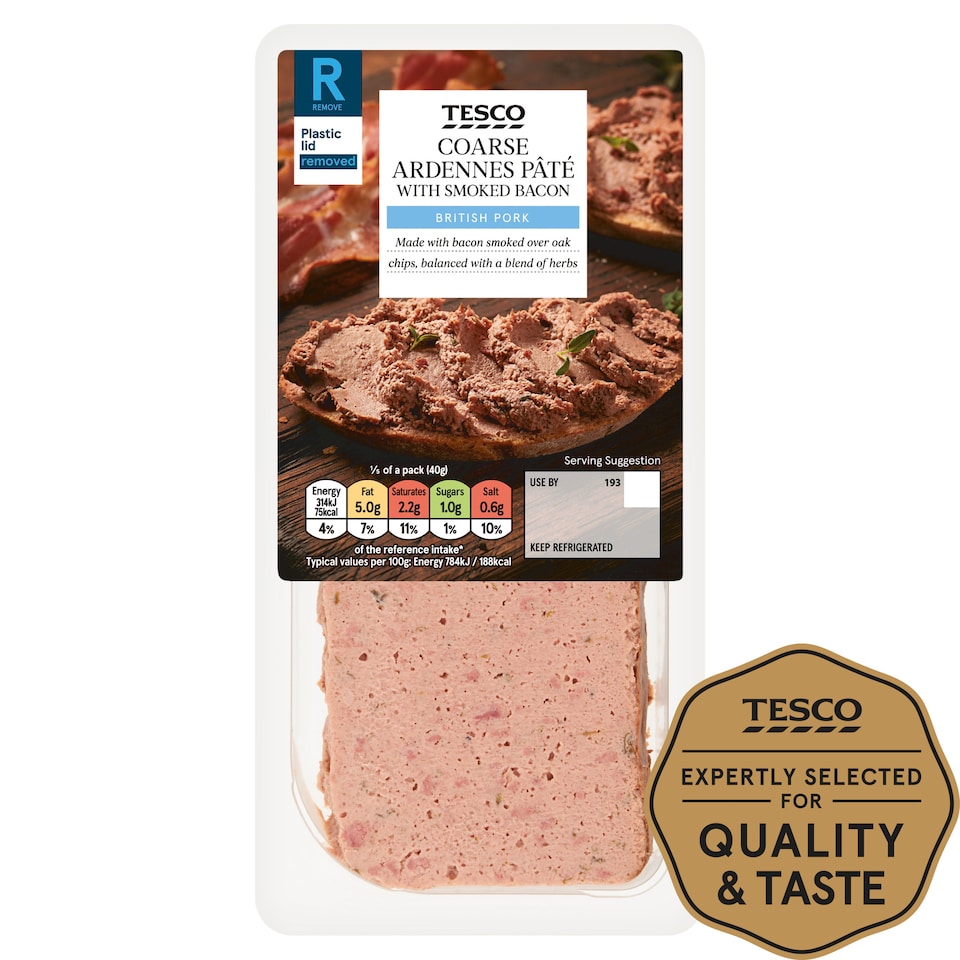 Tesco Ardennes Smoked Bacon Pate 200G