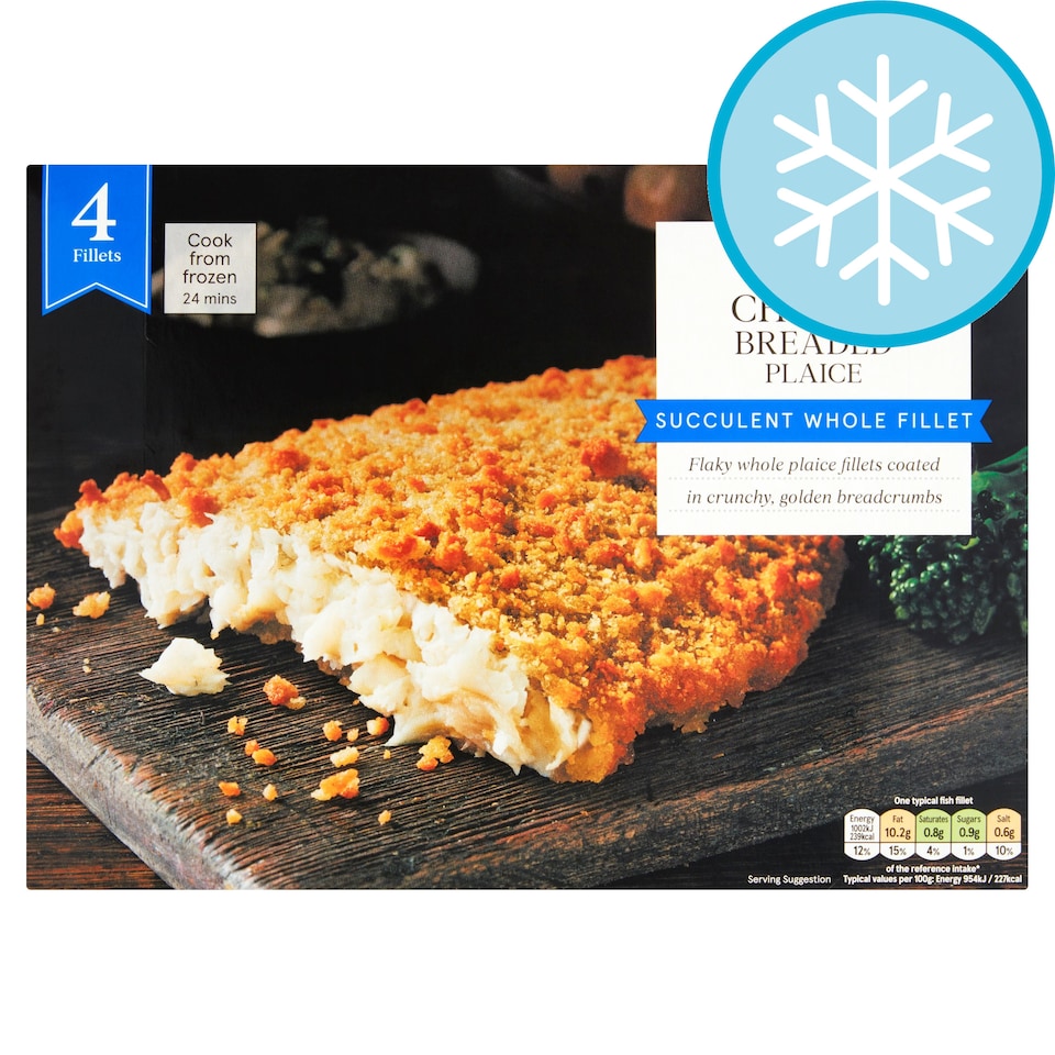 Tesco 4 Breaded Chunky Plaice Fillets 500G