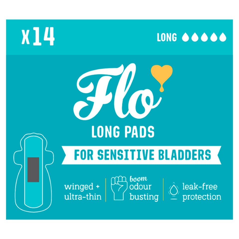 image 1 of FLO Organic Sensitive Bladder Long Bamboo Pads (14 Pads)