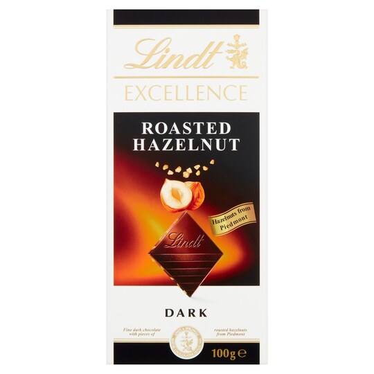 Lindt Excellence Roasted Hazelnut Chocolate Bar 100G Tesco Groceries