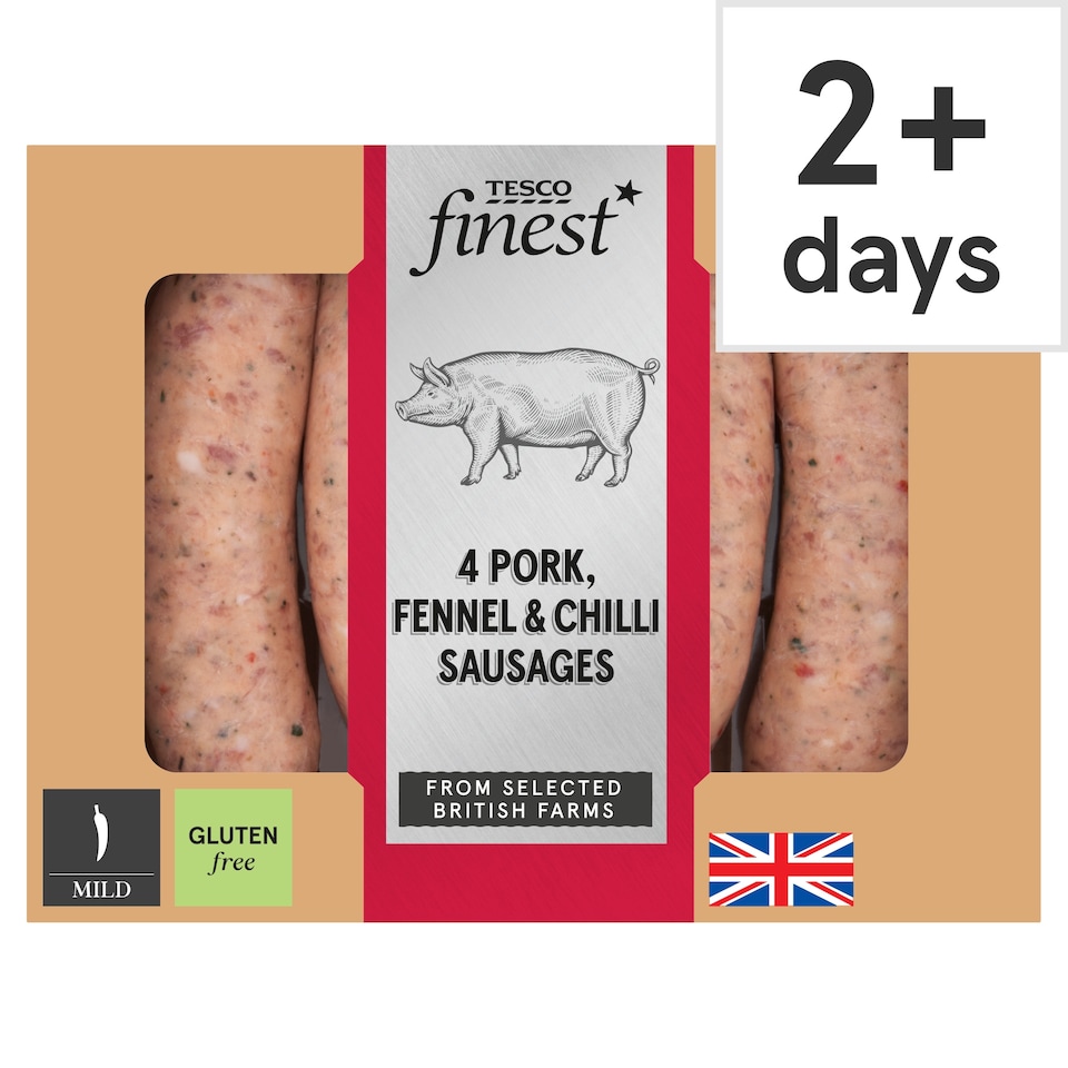 Tesco Finest 4 Pork, Fennel & Chilli Sausages 440g