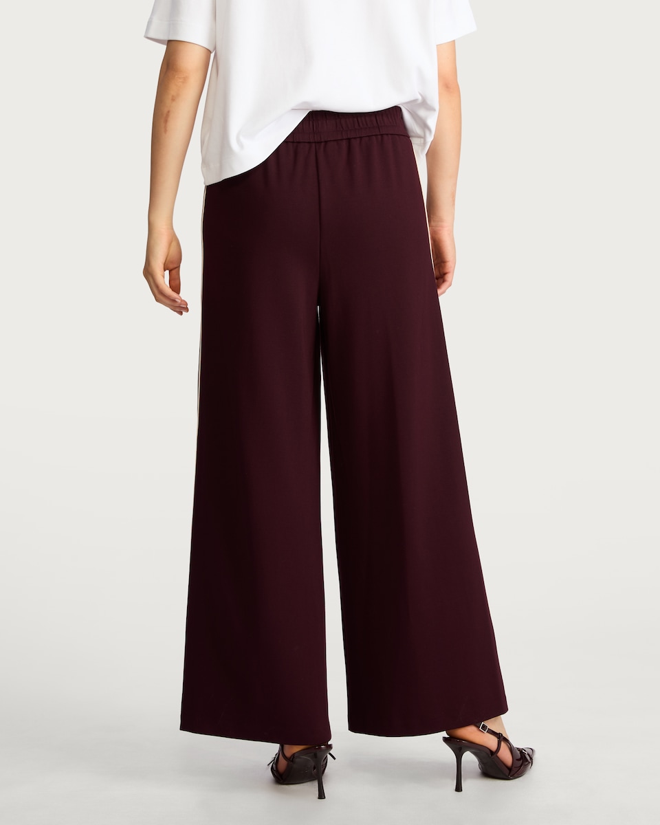 image 1 of F&F Side Stripe Wide Leg Trousers in Burgundy
